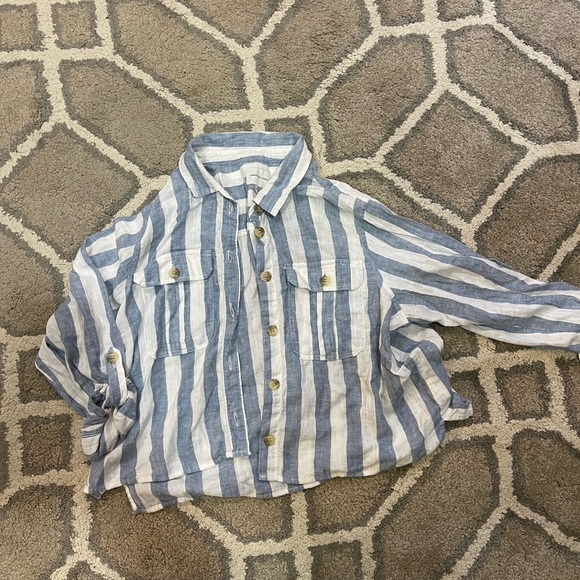 American Eagle Outfitters Tops - American Eagle Blue & White Striped Button-Front Shirt